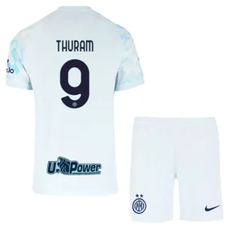 Inter Milan Barn Bortatröja 2025/26 Marcus Thuram 9 Kortärmad Fotbollsställ med Shorts