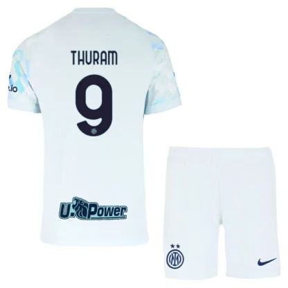 Inter Milan Barn Bortatröja 2025/26 Marcus Thuram 9 Kortärmad Fotbollsställ med Shorts