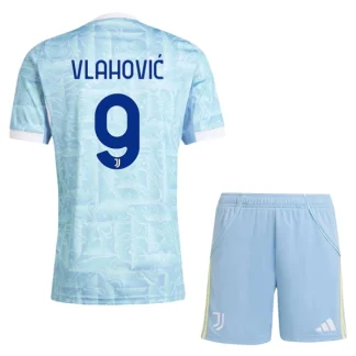 Juventus Barn Bortatröja 2025/26 Dušan Vlahović 9 Kortärmad Fotbollsställ med Shorts