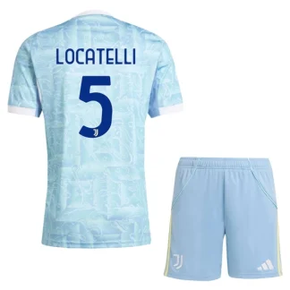 Juventus Barn Bortatröja 2025/26 Manuel Locatelli 5 Kortärmad Fotbollsställ med Shorts