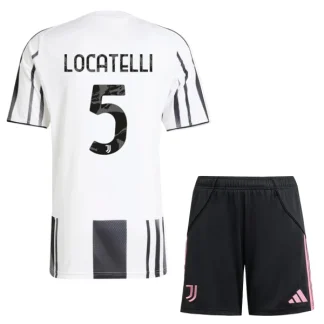 Juventus Barn Hemmatröja 2025/26 Manuel Locatelli 5 Kortärmad Fotbollsställ med Shorts