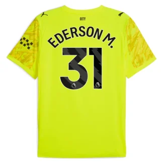 Manchester City Herr Målvakt Tredjetröja 2025/26 Gul – Ederson M. 31 – Kortärmad Fotbollströja