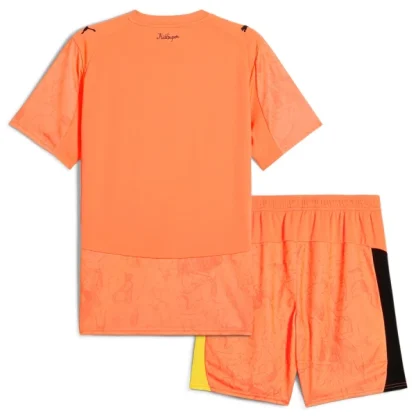Manchester City KidSuper Barn Bortatröja 2025/26 FIFA Klubblags-VM Orange Kortärmad Fotbollsställ med Shorts-1