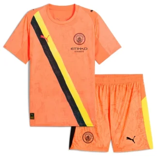 Manchester City KidSuper Barn Bortatröja 2025/26 FIFA Klubblags-VM Orange Kortärmad Fotbollsställ med Shorts