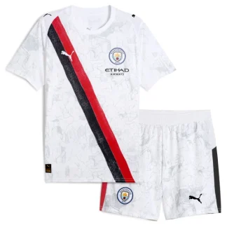 Manchester City KidSuper Barn Hemmatröja 2025/26 FIFA Klubblags-VM Vit Kortärmad Fotbollsställ med Shorts