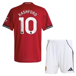 Manchester United Barn Hemmatröja 2025/26 Marcus Rashford 10 Kortärmad Fotbollsställ med Shorts