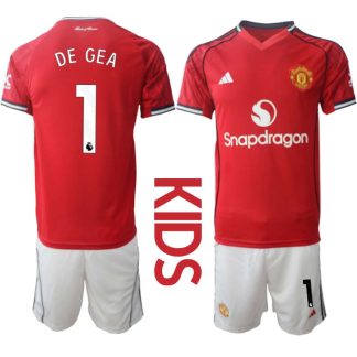 Manchester United Hemmaställ Barn 2025/26 – David De Gea 1 – Kortärmad Fotbollströja + Shorts