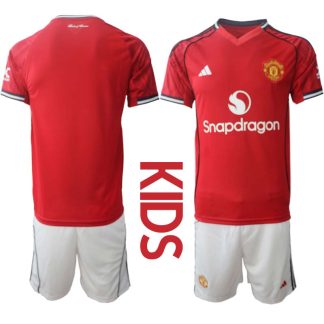 Manchester United Hemmaställ Barn 2025/26 – Kortärmad Fotbollströja + Shorts