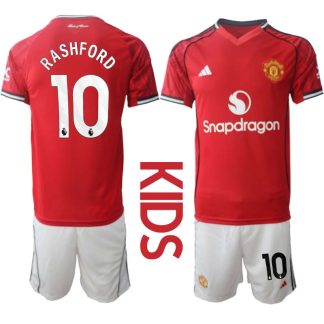 Manchester United Hemmaställ Barn 2025/26 – Marcus Rashford 10 – Kortärmad Fotbollströja + Shorts