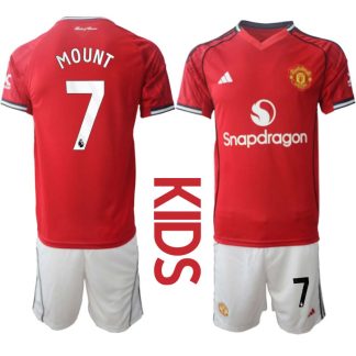 Manchester United Hemmaställ Barn 2025/26 – Mason Mount 7 – Kortärmad Fotbollströja + Shorts