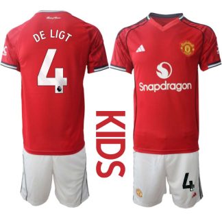 Manchester United Hemmaställ Barn 2025/26 – Matthijs de Ligt 4 – Kortärmad Fotbollströja + Shorts