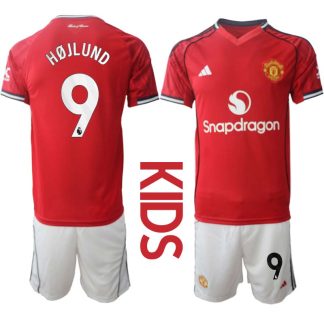 Manchester United Hemmaställ Barn 2025/26 – Rasmus Højlund 9 – Kortärmad Fotbollströja + Shorts