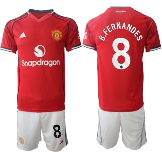 Manchester United Hemmaställ Herr 2025/26 – Bruno Fernandes 8 – Kortärmad Fotbollströja + Shorts