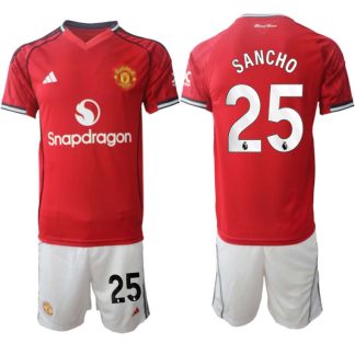 Manchester United Hemmaställ Herr 2025/26 – Jadon Sancho 25 – Kortärmad Fotbollströja + Shorts