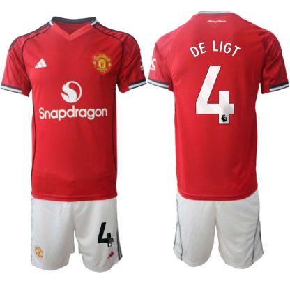 Manchester United Hemmaställ Herr 2025/26 – Matthijs de Ligt 4 – Kortärmad Fotbollströja + Shorts