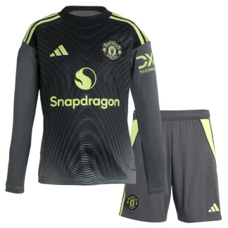 Manchester United Målvaktströja Hemma Barn 2025/26 Långärmad Fotbollsställ med Shorts