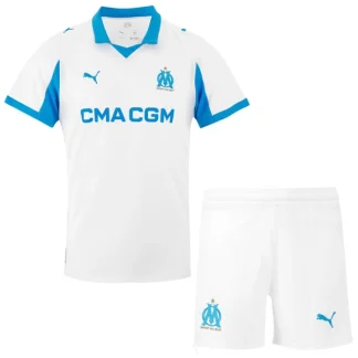 Olympique de Marseille Barn Hemmatröja 2025/26 Kortärmad Fotbollsställ med Shorts