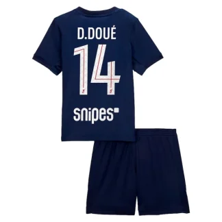 Paris Saint-Germain Barn Hemmatröja 2025/26 Désiré Doué 14 Kortärmad Fotbollsställ med Shorts