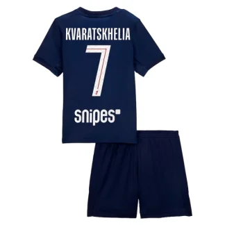 Paris Saint-Germain Barn Hemmatröja 2025/26 Khvicha Kvaratskhelia 7 Kortärmad Fotbollsställ med Shorts