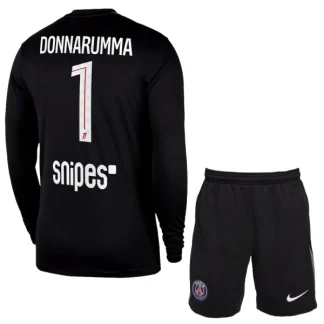 Paris Saint-Germain Målvaktströja Barn 2025/26 Gianluigi Donnarumma 1 Svart Långärmad Fotbollsställ med Shorts