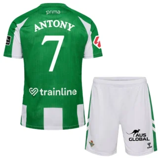Real Betis Barn Hemmatröja 2025/26 Antony 7 Kortärmad Fotbollsställ med Shorts