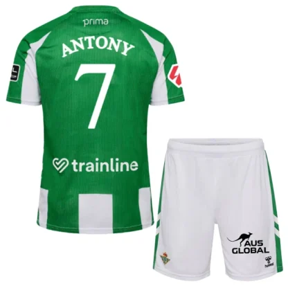Real Betis Barn Hemmatröja 2025/26 Antony 7 Kortärmad Fotbollsställ med Shorts