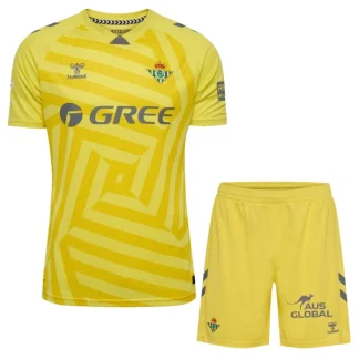 Real Betis Målvaktströja Barn 2025/26 Gul Grå Kortärmad Fotbollsställ med Shorts