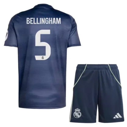 Real Madrid Barn Bortatröja 2025/26 Jude Bellingham 5 Kortärmad Fotbollsställ med Shorts