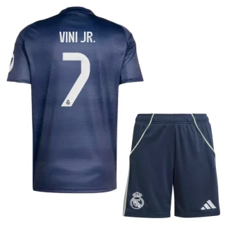 Real Madrid Barn Bortatröja 2025/26 Vinicius Junior 7 Kortärmad Fotbollsställ med Shorts