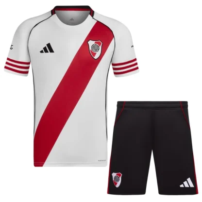River Plate Barn Hemmatröja 2025/26 Kortärmad Fotbollsställ med Shorts