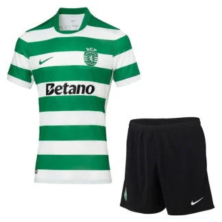 Sporting CP Barn Hemmatröja 2025/26 Kortärmad Fotbollsställ med Shorts