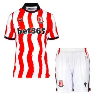 Stoke City FC Barn Hemmatröja 2025/26 Kortärmad Fotbollsställ med Shorts