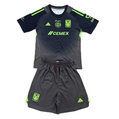 Tigres UANL Målvaktsdräkt Barn Svart 2025/26 Kortärmad Fotbollsställ med Shorts