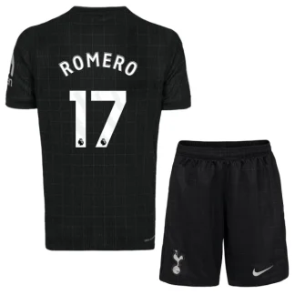 Tottenham Hotspur Barn Bortatröja 2025/26 Cristian Romero 17 Kortärmad Fotbollsställ med Shorts