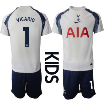 Tottenham Hotspur Hemmaställ Barn 2025/26 – Guglielmo Vicario 1 – Kortärmad Fotbollströja + Shorts