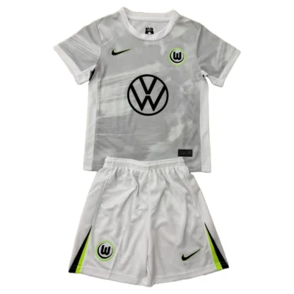 VFL Wolfsburg Barn Bortatröja 2025/26 Kortärmad Fotbollsställ med Shorts