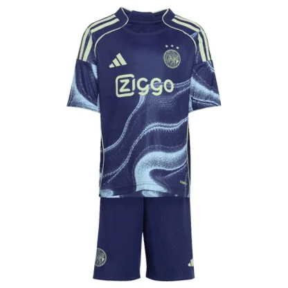 Ajax Barn Bortaställ 2025/26 – Kortärmad Fotbollsställ med Shorts