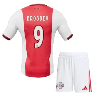 Ajax Barn Hemmaställ 2025/26 – Brian Brobbey 9 – Kortärmad Fotbollsställ med Shorts