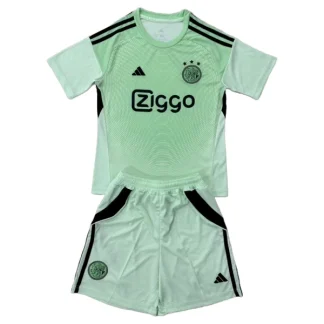 Ajax Barn Målvaktsställ 2025/26 Grön Kortärmad Fotbollsställ med Shorts