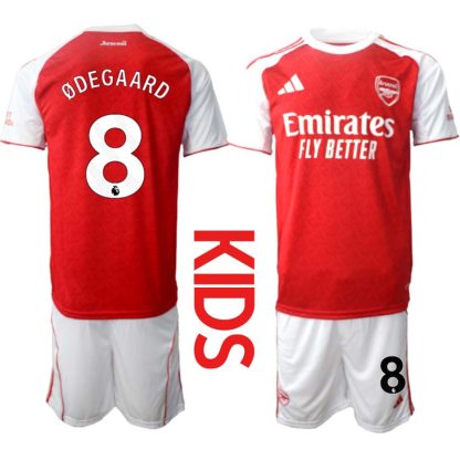 Arsenal Hemmaställ Barn 2025/26 – Martin Ødegaard 8 – Kortärmad Fotbollströja + Shorts