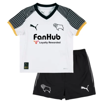 Derby County Barn Hemmaställ 2025/26 – Kortärmad Fotbollsställ med Shorts