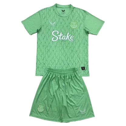 Everton 2025-26 Barn Målvaktställ Grön – Kortärmad Fotbollströja + Shorts
