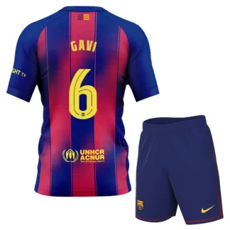 FC Barcelona Barn Hemmaställ 2025/26 – Paez Gavi 6 – Kortärmad Fotbollsställ med Shorts