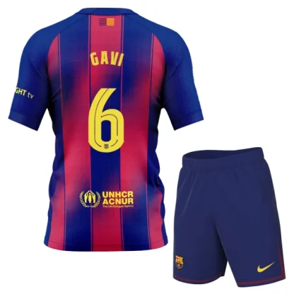 FC Barcelona Barn Hemmaställ 2025/26 – Paez Gavi 6 – Kortärmad Fotbollsställ med Shorts