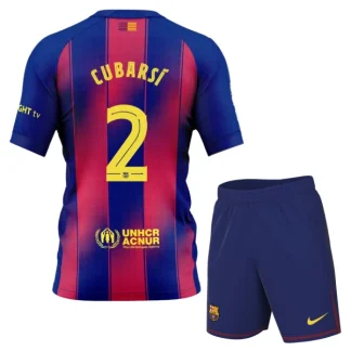 FC Barcelona Barn Hemmaställ 2025/26 – Pau Cubarsí 2 – Kortärmad Fotbollsställ med Shorts