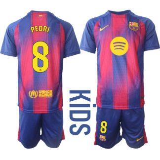 FC Barcelona Barn Hemmaställ 2025/26 – Pedri Gonzalez 8 – Kortärmad Fotbollströja + Shorts