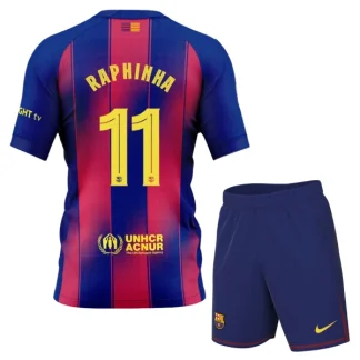 FC Barcelona Barn Hemmaställ 2025/26 – Raphinha Belloli 11 – Kortärmad Fotbollsställ med Shorts