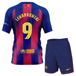 FC Barcelona Barn Hemmaställ 2025/26 – Robert Lewandowski 9 – Kortärmad Fotbollsställ med Shorts