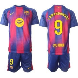 FC Barcelona Herr Hemmaställ 2025/26 – Robert Lewandowski 9 – Kortärmad Fotbollströja + Shorts