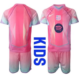 FC Barcelona Rosa Specialutgåva Tröja 2025/26 Barn – Kortärmad Fotbollströja + Shorts